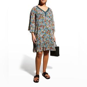 Divina Floral-Print Tunic Dress Size 1X Johnny Was